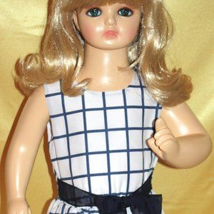 White and Navy blue dress